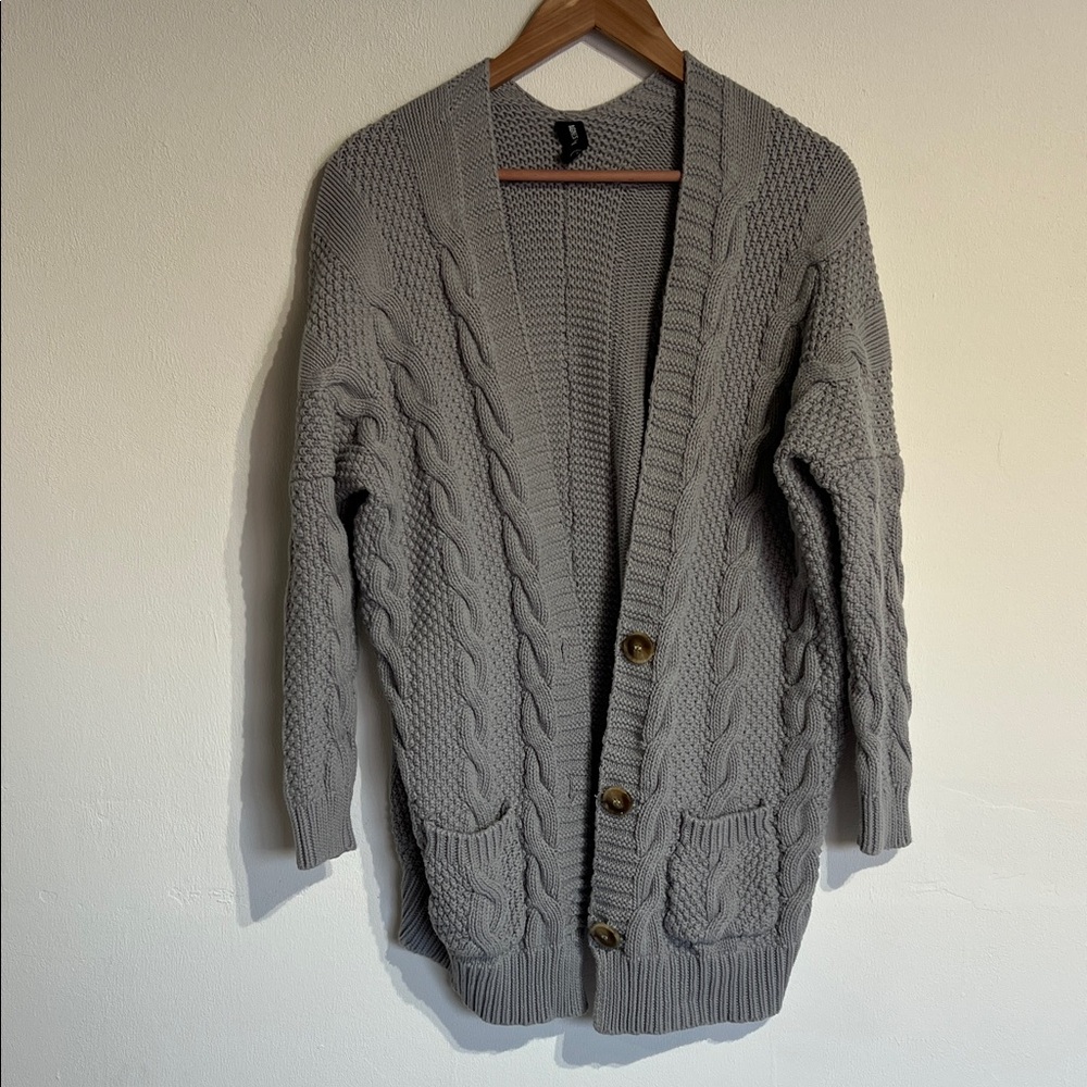 Agnes & Dora Charcoal Cable Knit Women’s Cardigan